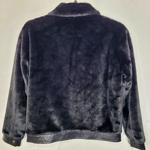 Alec Les Filles Black Faux Fur Aviator Biker Jacket Size Medium - Picture 11 of 11